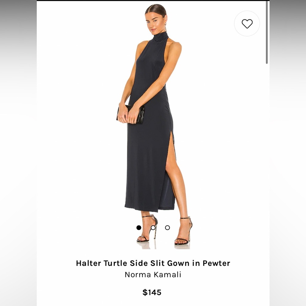 Halter Turtle Side Slit Gown in Pewter
Norma Kamali Dress